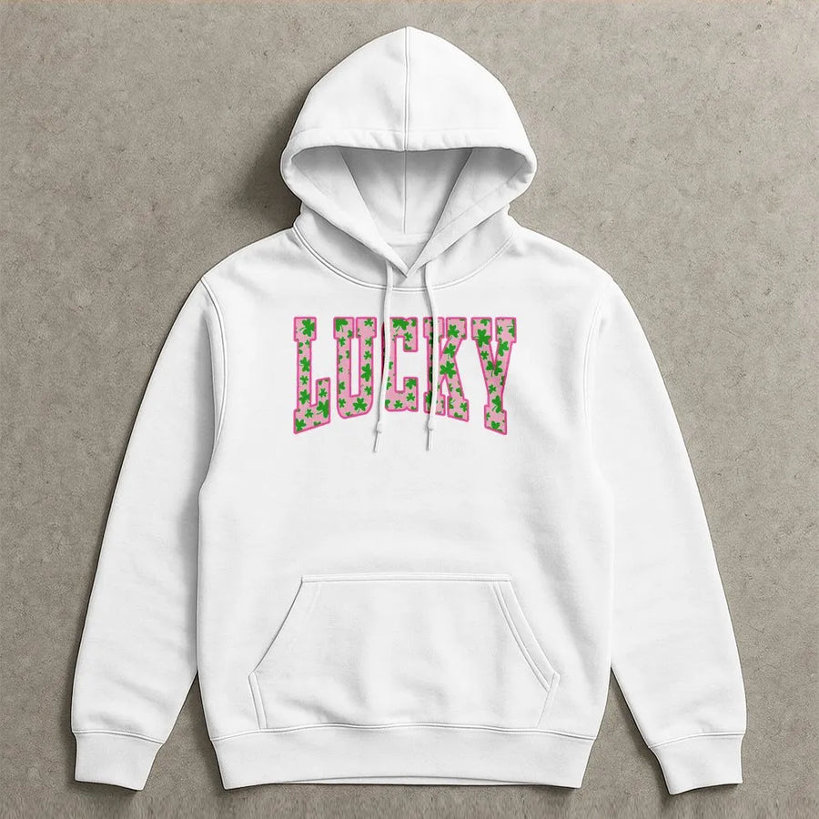 Lucky Clover Hoodie | Pink Shamrock Graphic Design | Premium Cotton Blend | St. Patrick’s Day Gift for Men and Women