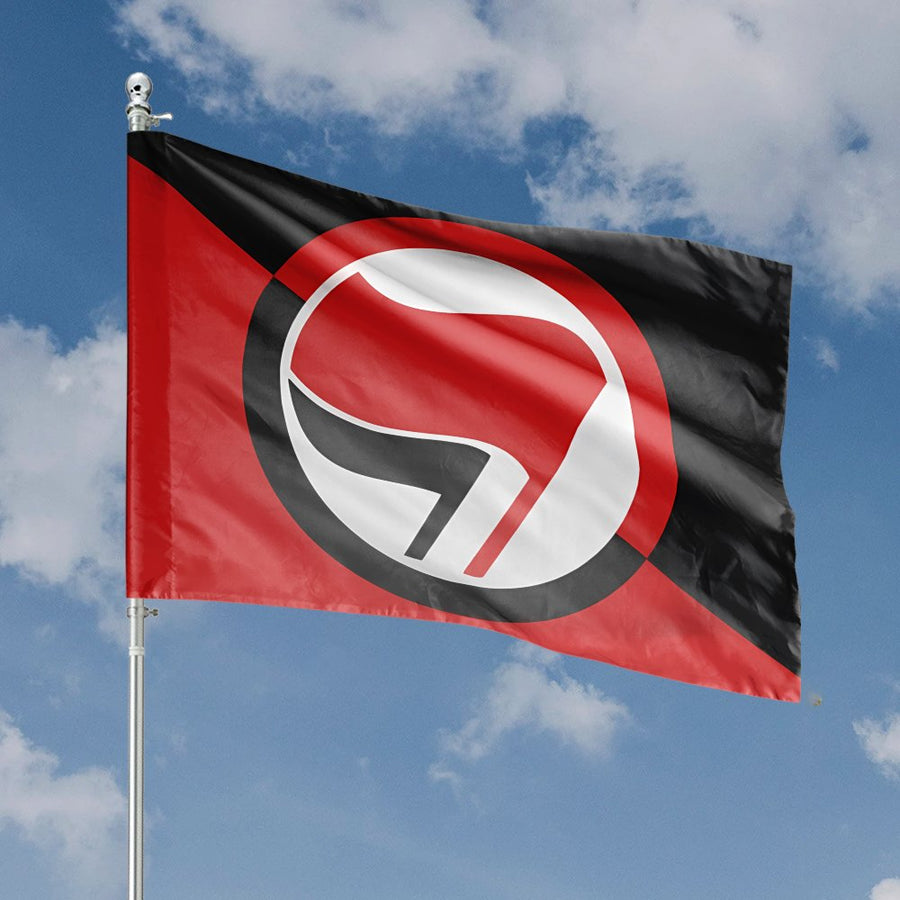 Anarcho-Communist Flag | Red And Black Diagonal Symbol | Durable 100% Polyester Indoor Outdoor Banner | Statement Home Decor