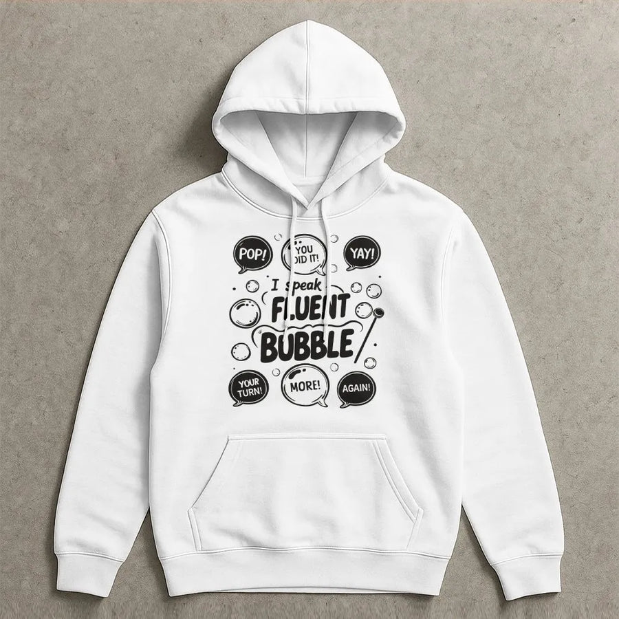 Fluent In Bubble Speech Therapy Hoodie | Cute SLP Appreciation Gift | Soft Cotton Blend Graphic Sweatshirt | Professional Speech Pathologist Apparel