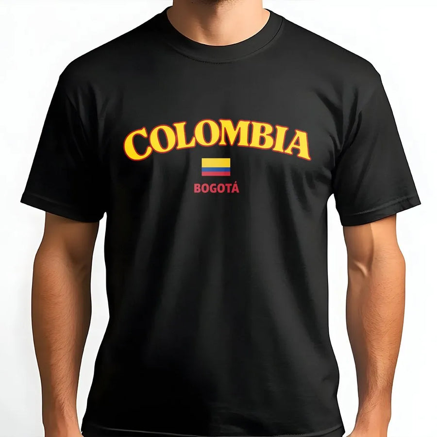 Colombia T-Shirt | Vintage Bogota Flag Graphic | Soft Cotton Blend | Colombian Pride Travel Gift