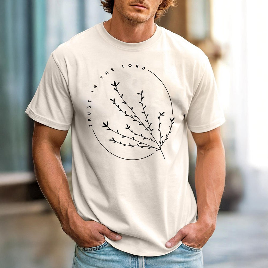 Trust In The Lord T-Shirt | Minimalist Botanical Faith Graphic | 100% Premium Cotton Tee | Christian Gift for Women & Men