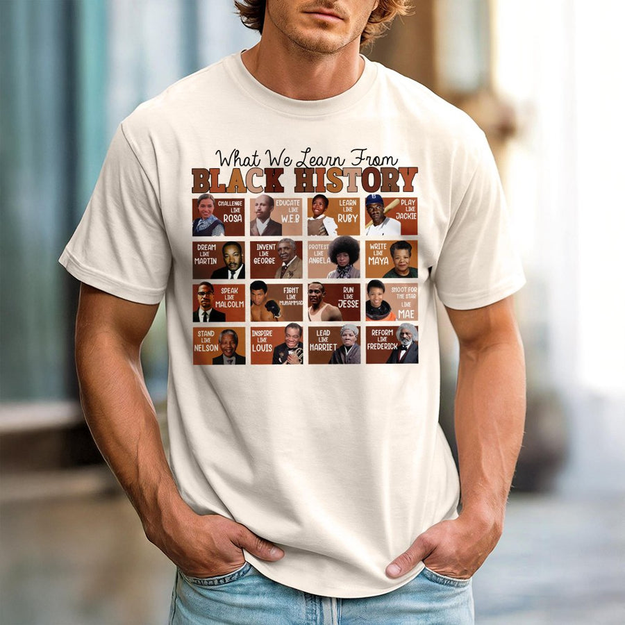 Black History Month T-Shirt | Inspirational African American Icons Graphic Tee | Premium 100% Cotton Apparel | Gift for Teachers Students Activists