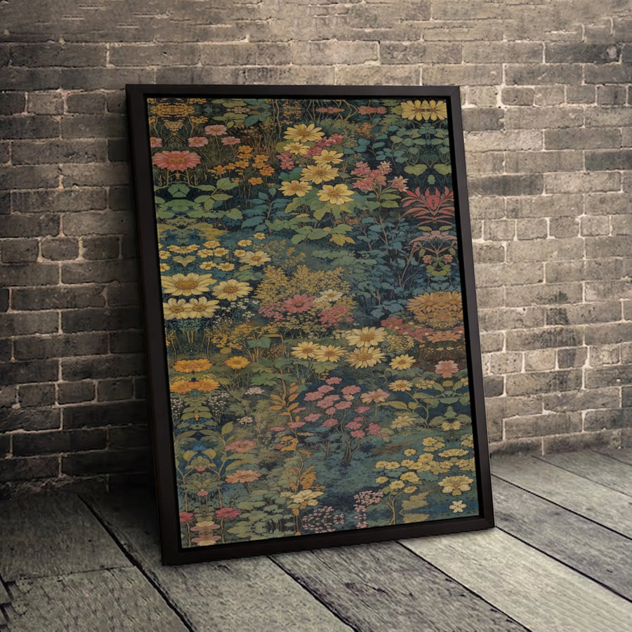 Vintage Wildflower Canvas Wall Art | Botanical Meadow Floral Print | 1.25 Inch Premium Gallery Wrap | Nature Home Decor Gift for Plant Lovers