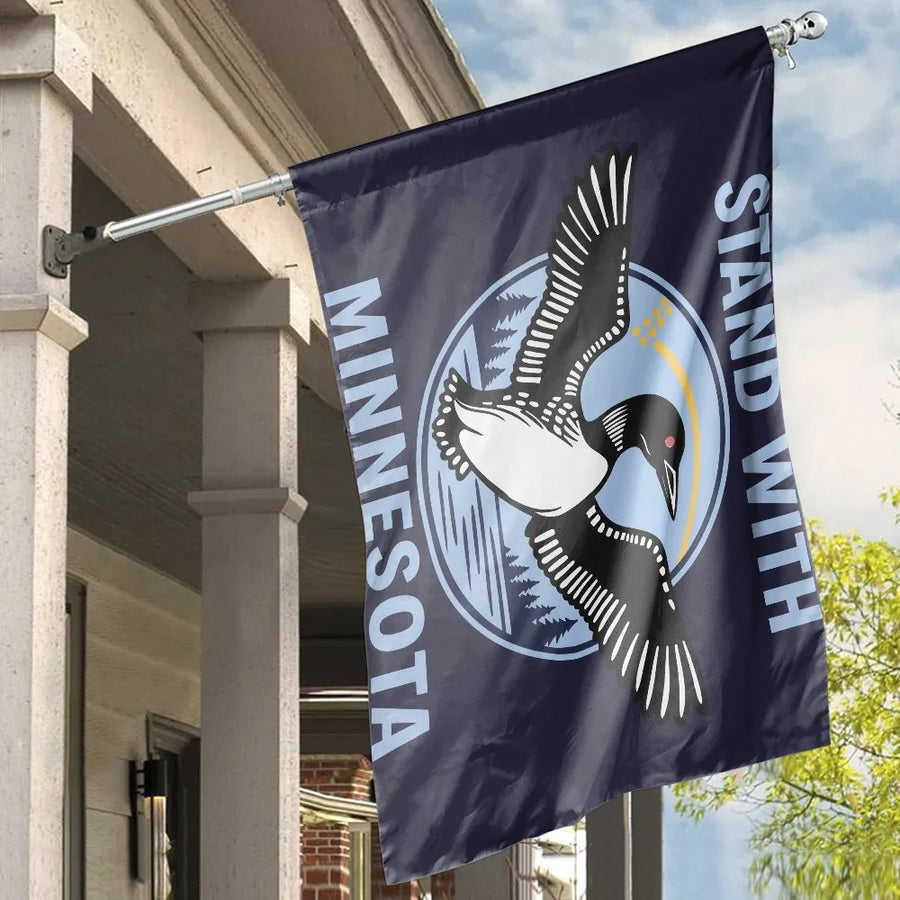 Stand With Minnesota House Flag | Official State Bird Loon Design | Double-Sided Premium Polyester | Patriotic Yard & Porch Decor Gift