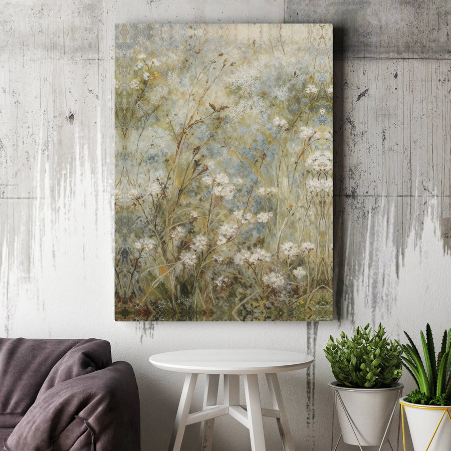 Wildflower Meadow Canvas Print | Textured Botanical Painting | Premium Gallery Wrap Canvas | Modern Farmhouse Wall Decor Gift