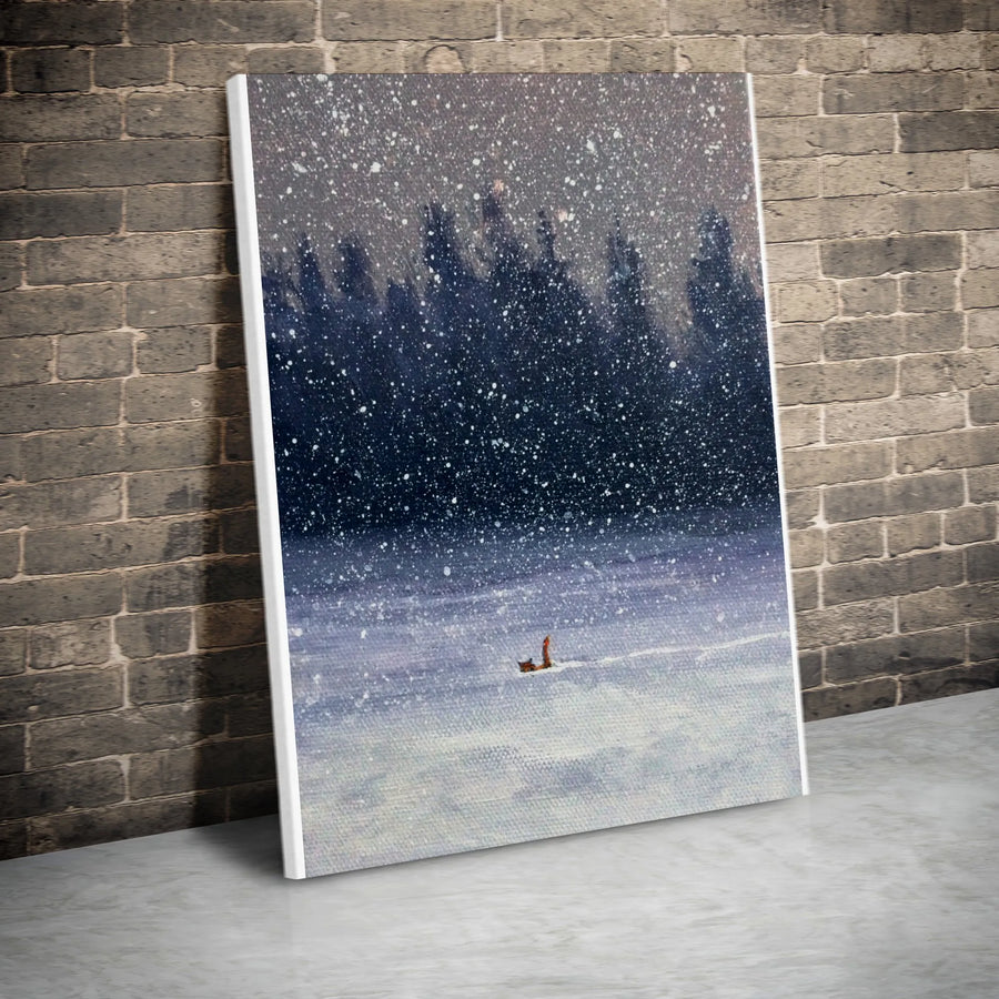 The Never Ending Shit Show Canvas Wall Art | Impressionist Winter Fox Painting | Premium Gallery Wrapped Canvas | Humorous Office & Home Decor Gift