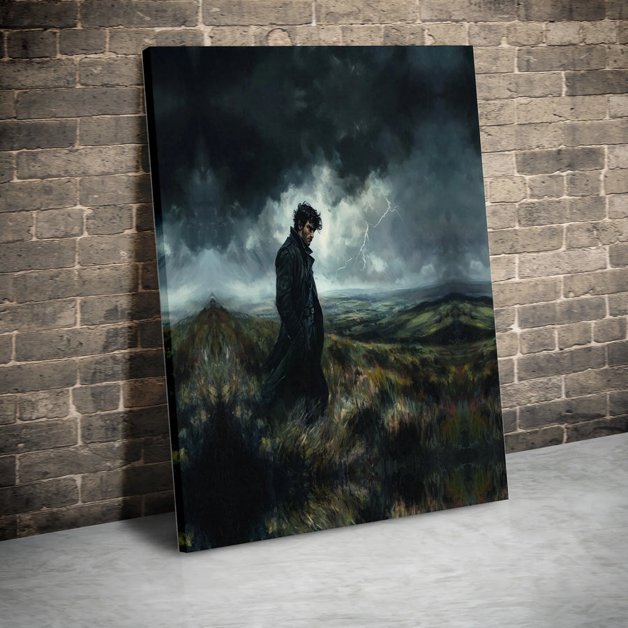 Gothic Romance Wall Art Canvas | Dark Academia Brooding Hero Painting | Premium Stretched Canvas | Collector's Gift for Book Lovers