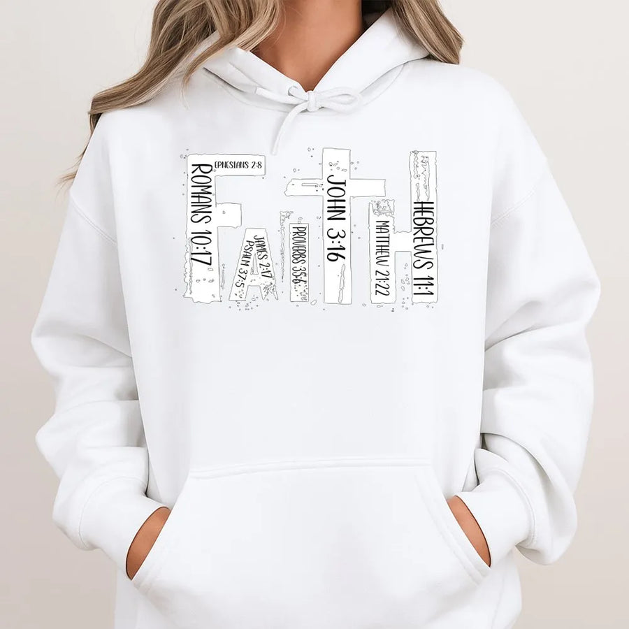 Faith Bible Verse Hoodie | Christian Cross Typography Design | Premium Soft Fleece Blend | Religious Gift for Men and Women