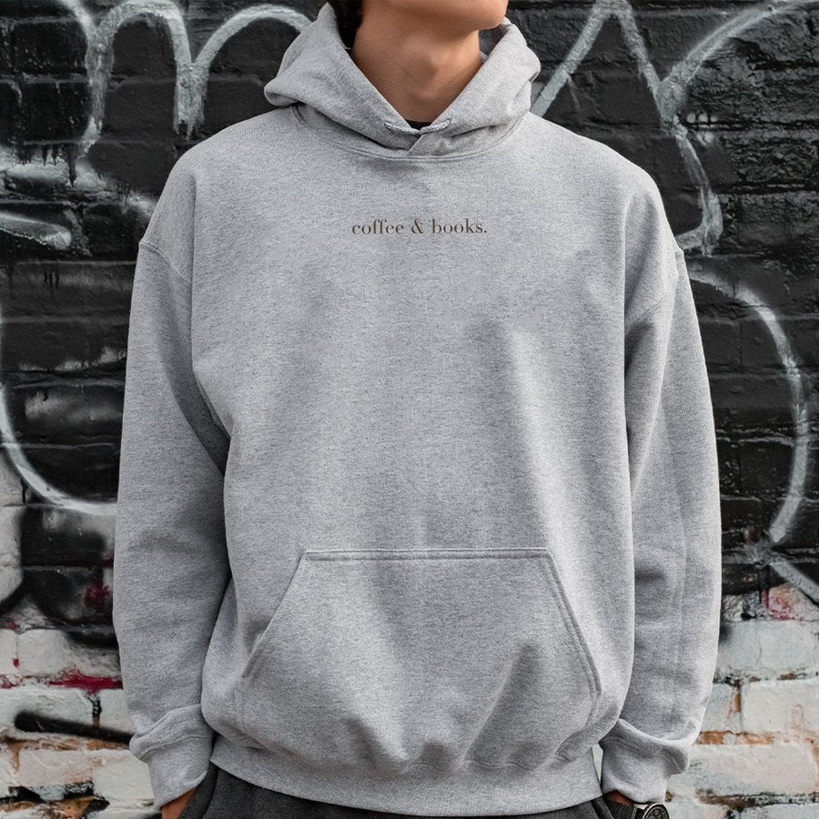 Coffee & Books Hoodie | Minimalist Book Lover Aesthetic | Premium Cotton Blend | Gift for Readers and Librarian