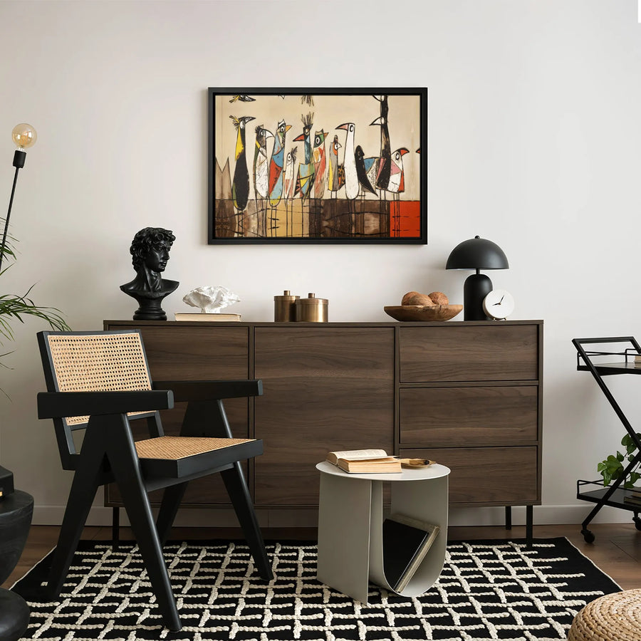 Abstract Bird Wall Art | Colorful Mid-Century Modern Animal Print | Premium Gallery-Wrapped Canvas | Unique Home Decor Gift