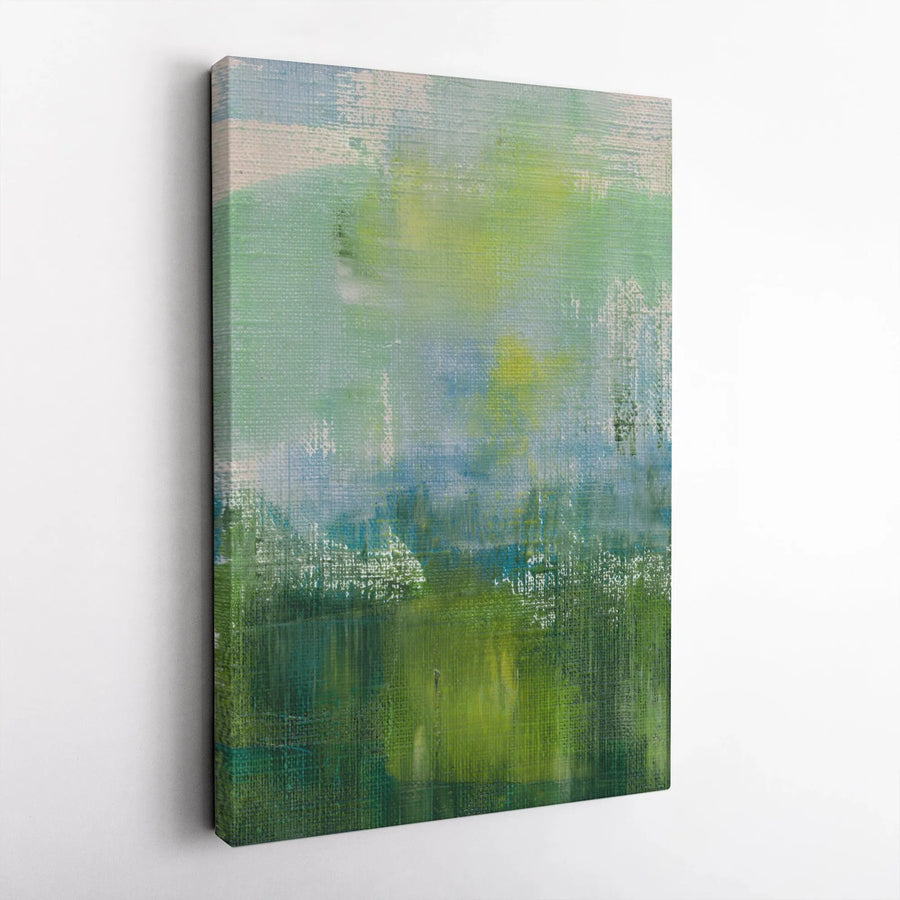 Abstract Arboretum Canvas Wall Art | Impressionist Green & Blue Landscape Painting | Premium Gallery-Wrapped Print | Modern Living Room & Office Decor Gift