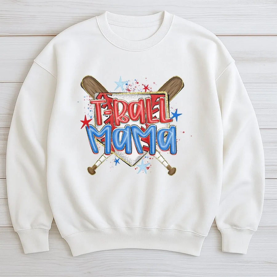 T-Ball Mama Sweatshirt | Retro Game Day Baseball Graphic | Premium Soft Cotton Blend | Gift for Sports Mom