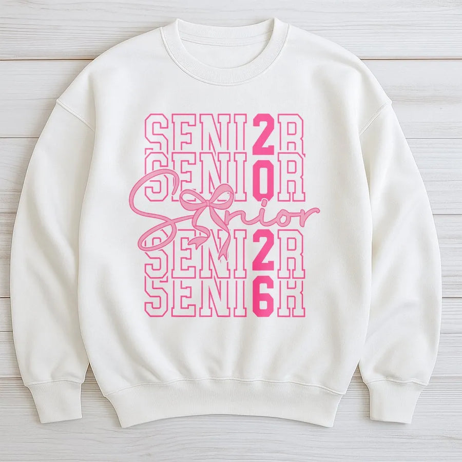 Senior 2026 Sweatshirt | Aesthetic Bow Graduation Graphic | Premium Cotton Blend | Trendy Class of 2026 Senior Year High School Gift For Her