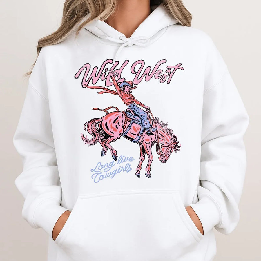 Retro Wild West Hoodie | Long Live Cowgirls Rodeo Graphic | Premium Comfort Colors® Tee | Country Concert Gift for Her