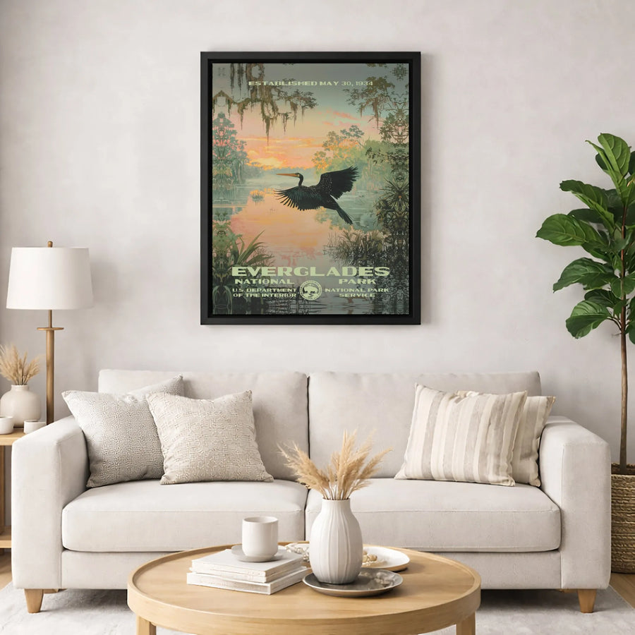 Everglades National Park Poster | Vintage Anhinga Bird Art Print | Gallery-Quality 1.25" Thick Canvas | Nature Lover Travel Gift Wall Decor