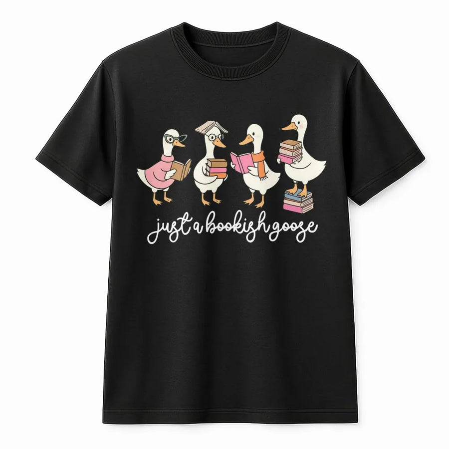 Bookish Goose T-Shirt | Funny Reading Librarian Graphic Tee | Premium 100% Cotton Shirt | Perfect Gift for Teachers and Book Lovers