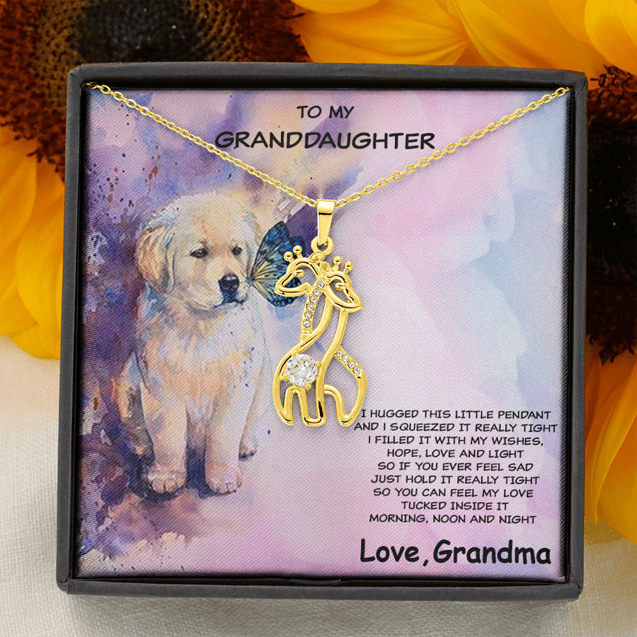 Granddaughter Giraffe Necklace Puppy Message Card Gift Box