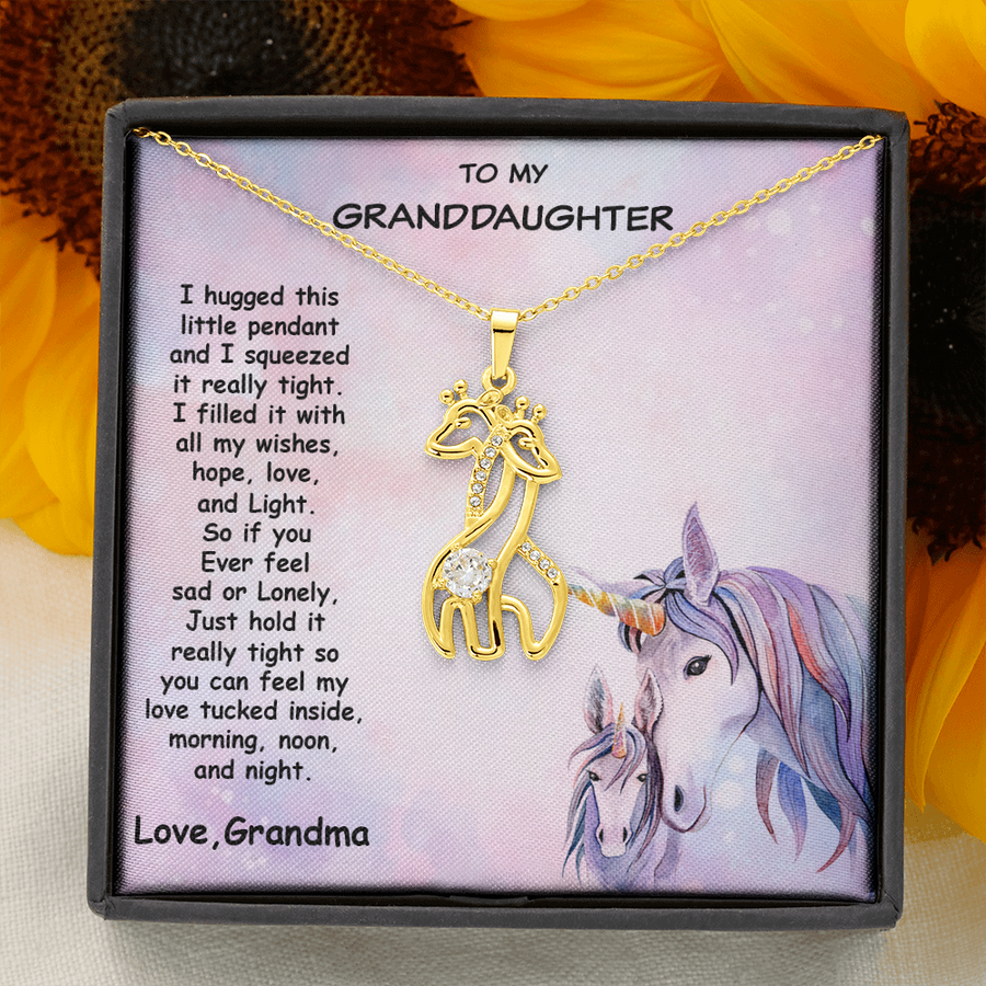 Granddaughter Giraffe Necklace Unicorn Message Card Gift Box
