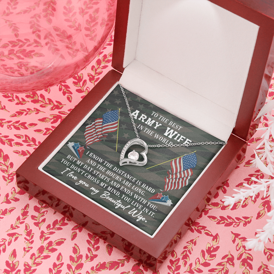 Forever Love Necklace, To The Best Army Wife In The World Necklace Gift, Anniversary Gift, Gifts for Her, Christmas Gift for Wife, Birthday Gift, Gift for Wife