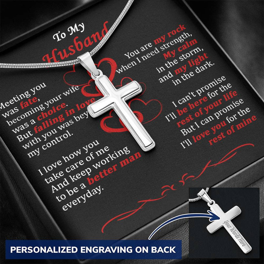Personalized Better Man Everyday Stainless Steel Cross Necklace Engraved Perfect Anniversary Gift for Husband
