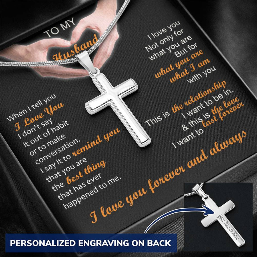 Personalized This Is the Relationship I Want and the Love I Want Stainless Steel Cross Necklace Engraved Perfect Anniversary Gift for Husband
