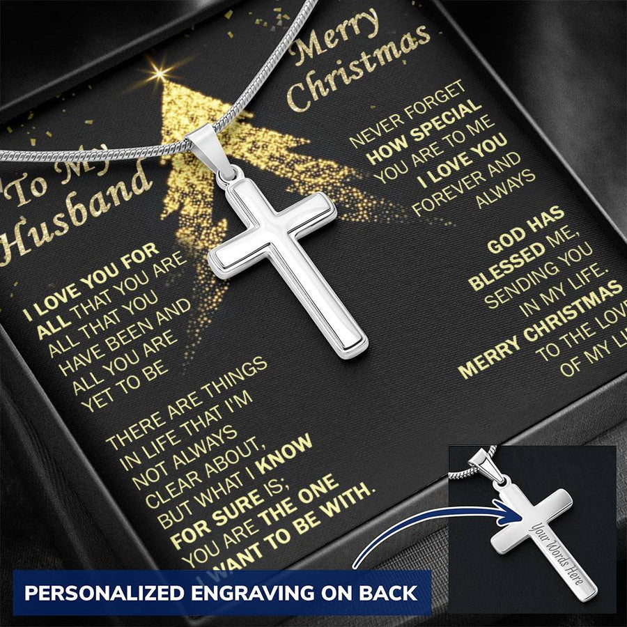 Personalized You Are All That You Have Been and All You Are Yet to Be Stainless Steel Cross Necklace Engraved Perfect Christmas Gift for Husband