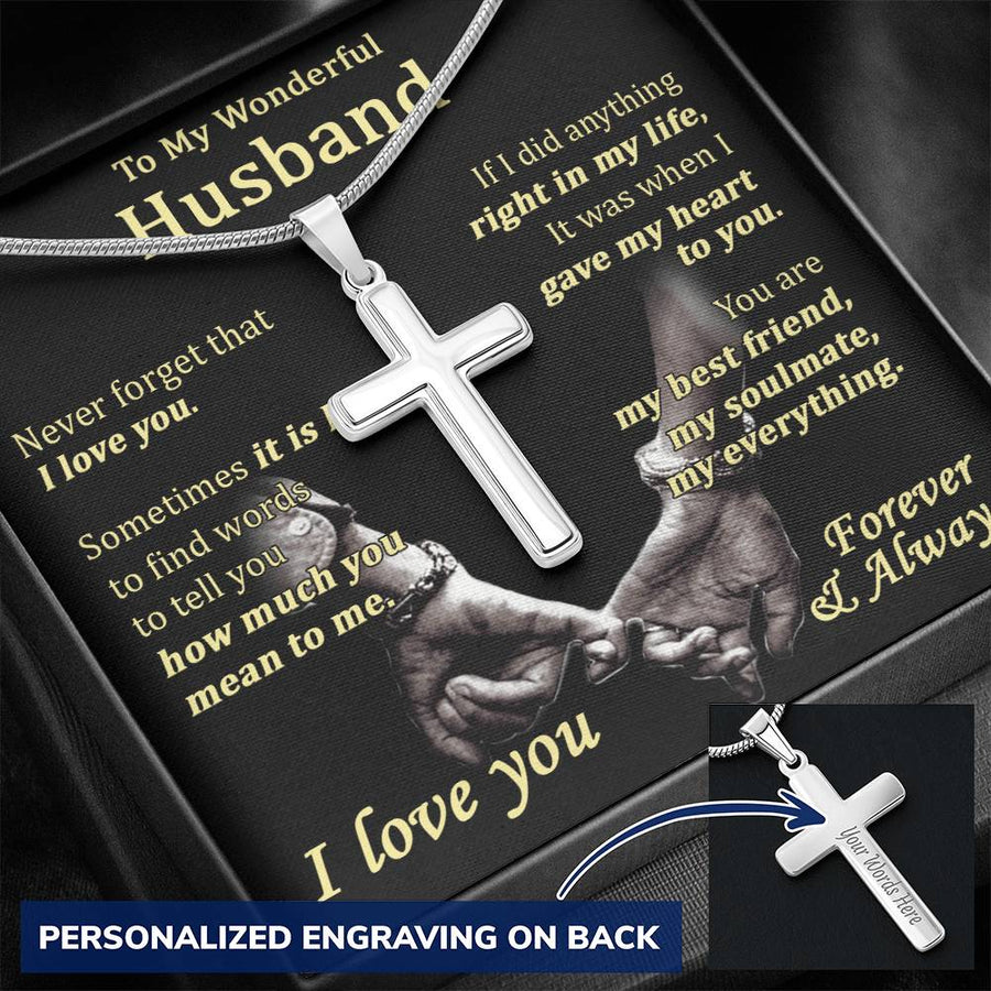Personalized You Are My Best Friend My Soulmate My Everything Stainless Steel Cross Necklace Engraved Perfect Anniversary Gift for Husband