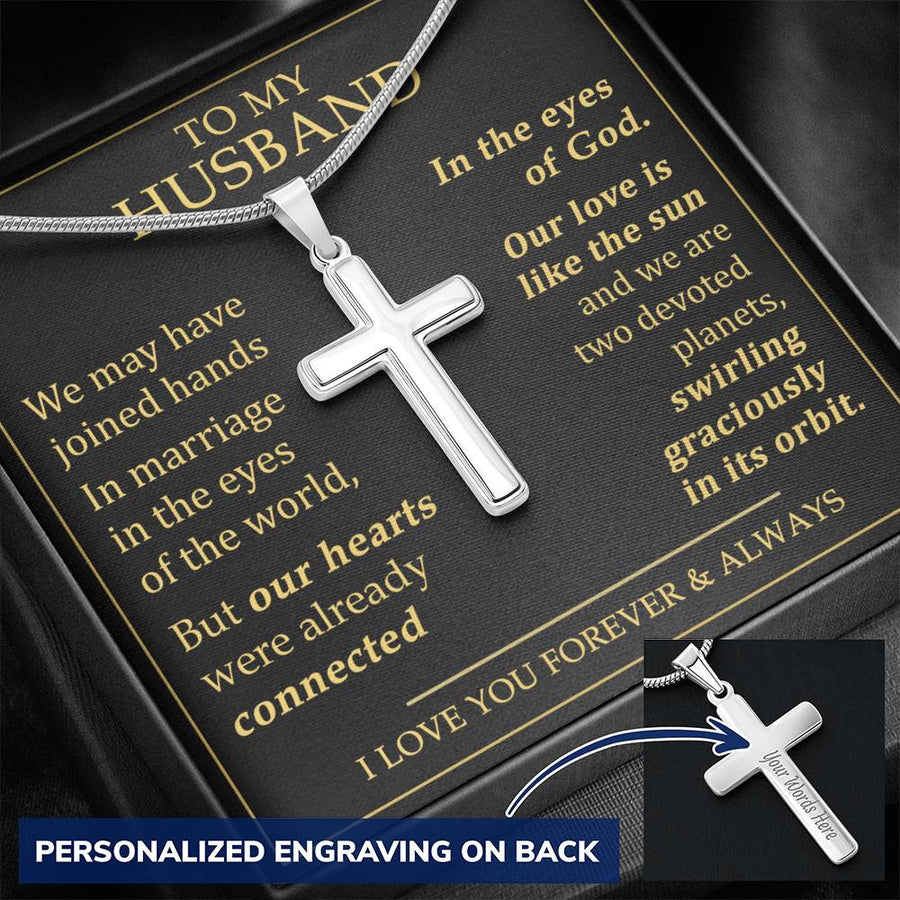 Personalized Love Like Sun Stainless Steel Cross Necklace Engraved Perfect Anniversary Gift for Husband