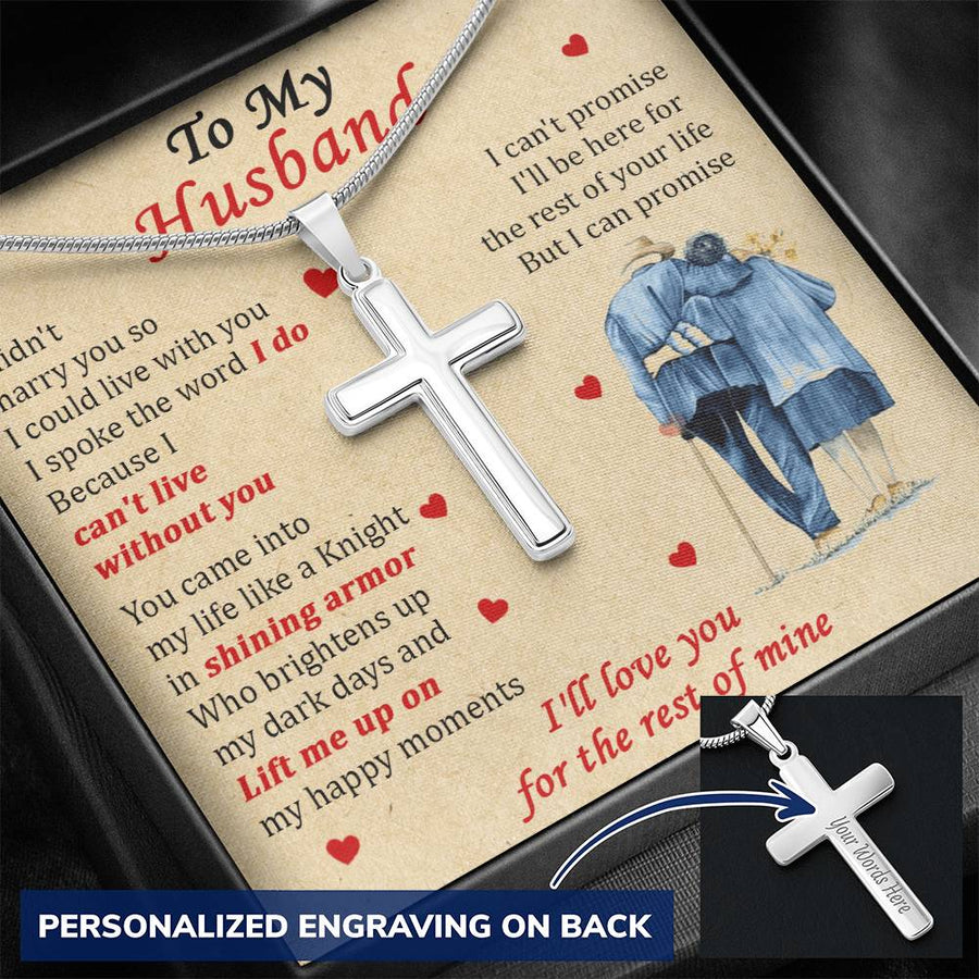 Personalized I'll Love You for the Rest of Mine Stainless Steel Cross Necklace Engraved Perfect Anniversary Gift for Husband