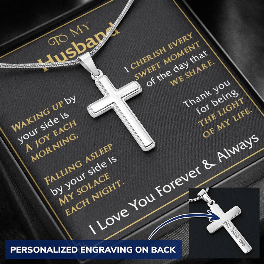 Personalized Sweet Moment Stainless Steel Cross Necklace Engraved Perfect Anniversary Gift for Husband