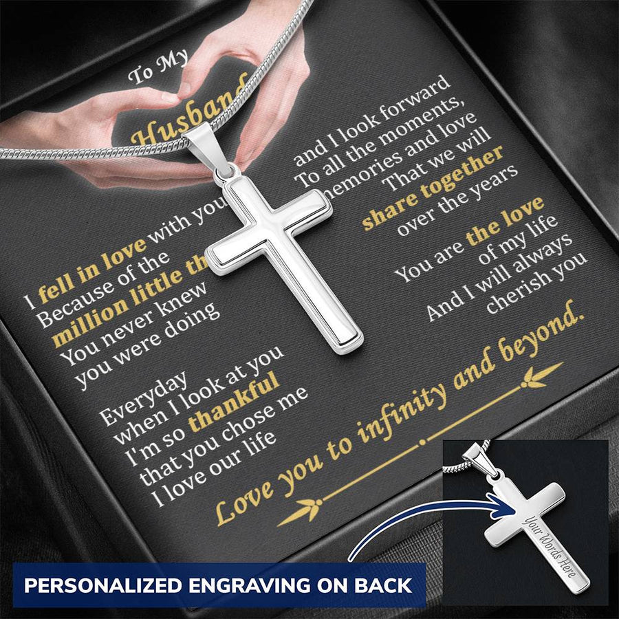 Personalized Million Little Things Stainless Steel Cross Necklace Engraved Perfect Anniversary Gift for Husband