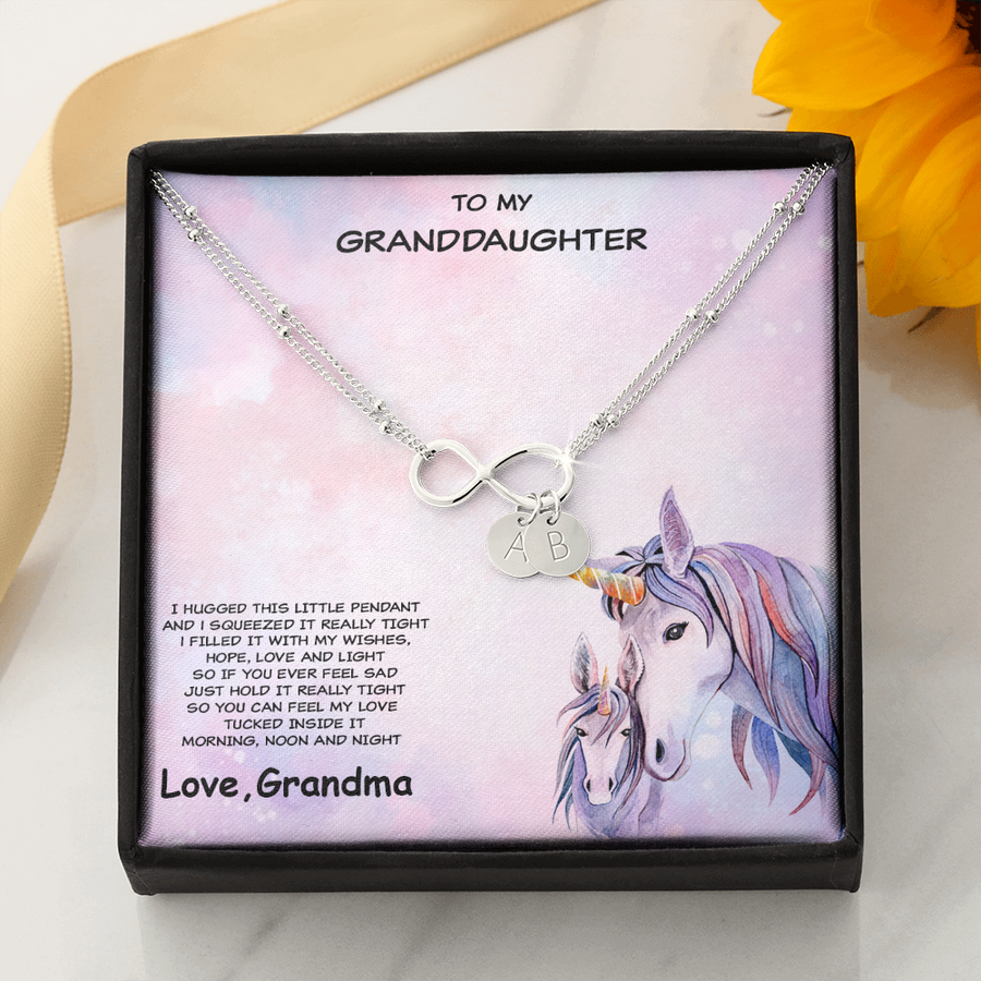 Granddaughter Infinity Charm Bracelet Unicorn Message Card Gift Box