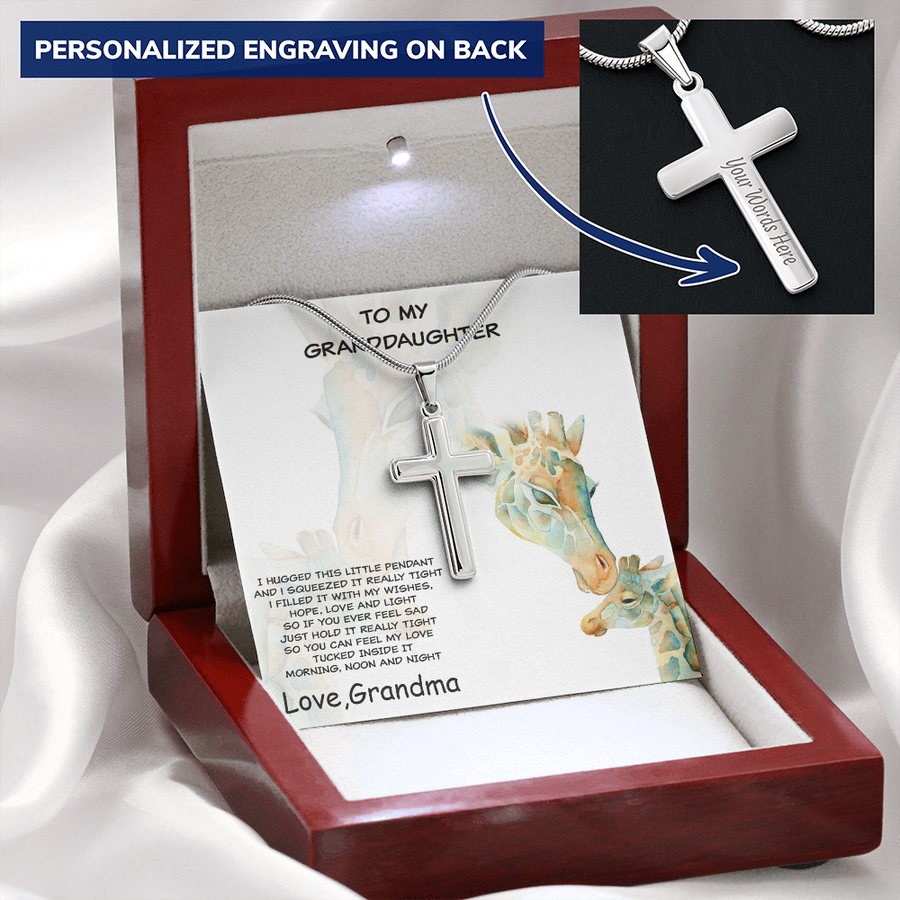 Granddaughter Personalized Cross Pendant Necklace