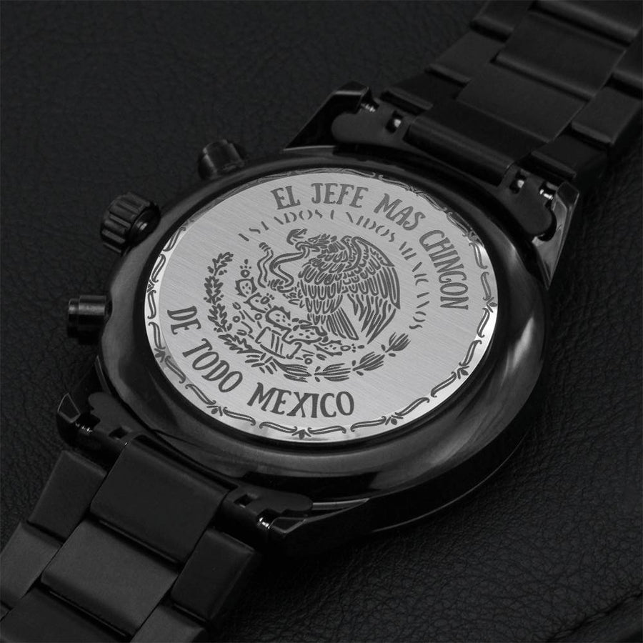 Jefe Chingon Mexico Engraving Chronograph Watch