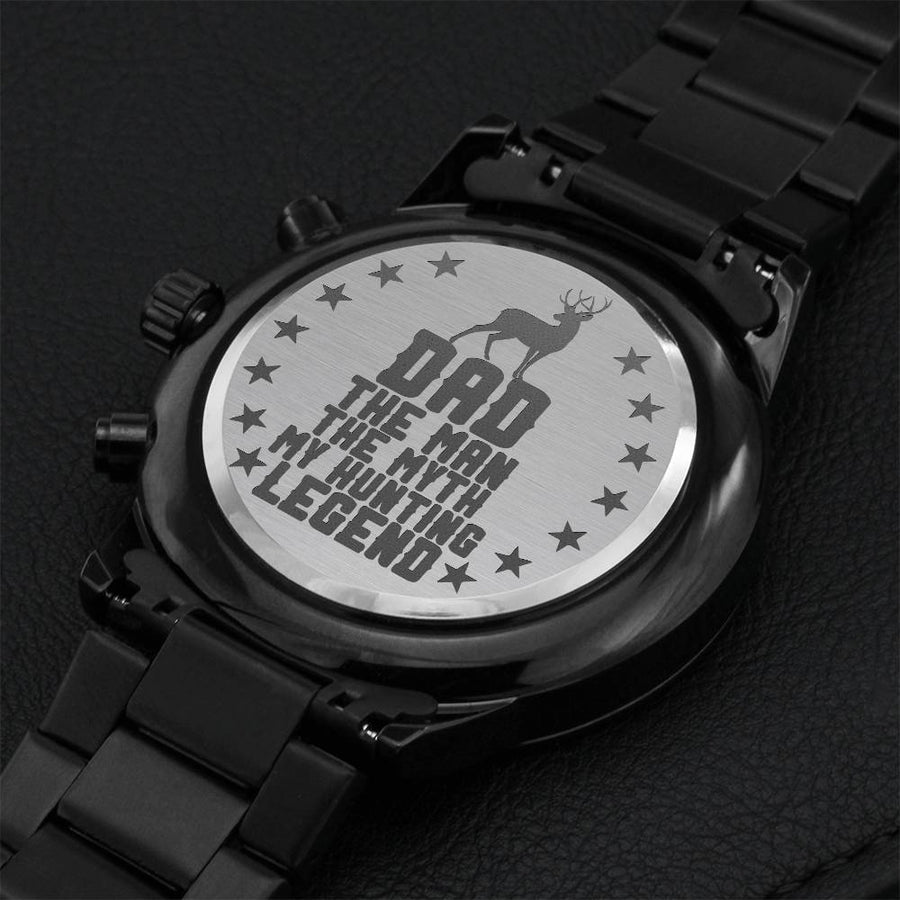 Dad The Man The Myth My Hunting Legend Engraving Chronograph Watch