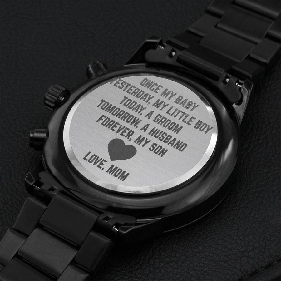 To My Son On His Wedding Day From His Mom Engraving Chronograph Watch
