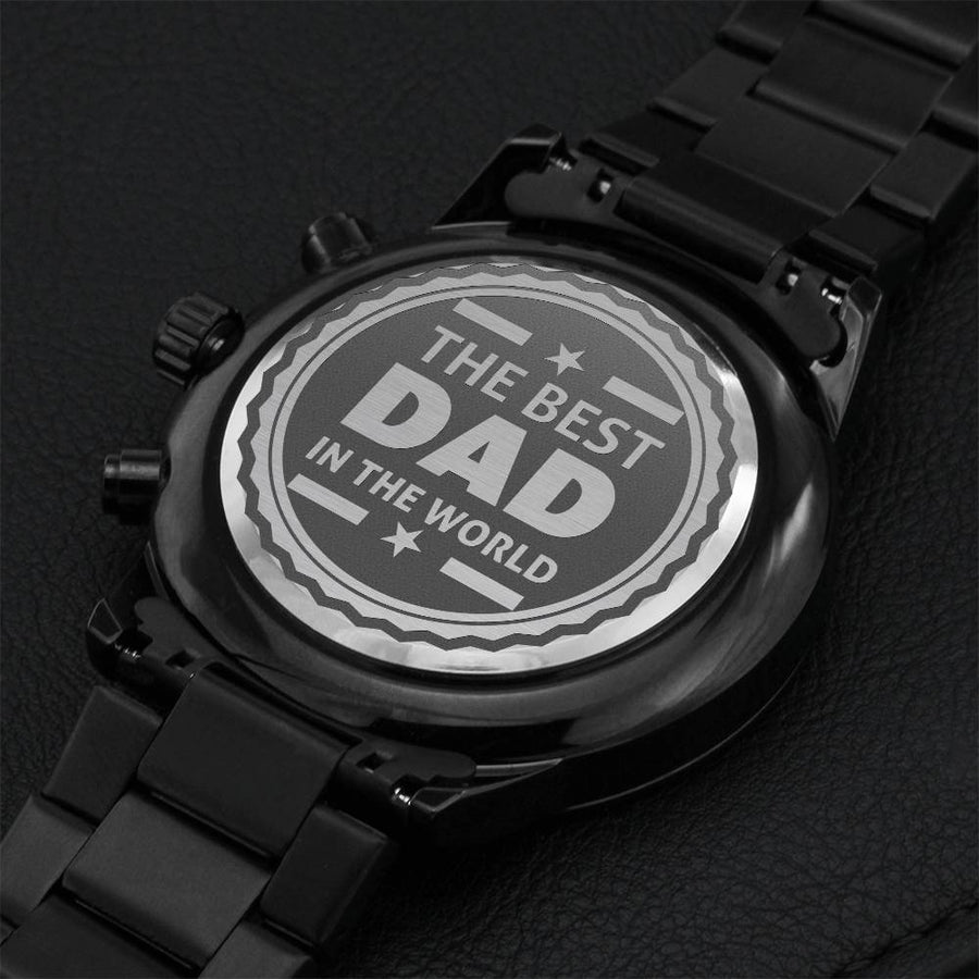 Fathers Day Special Gifts - The Best Dad In The World Engraving Chronograph Watch