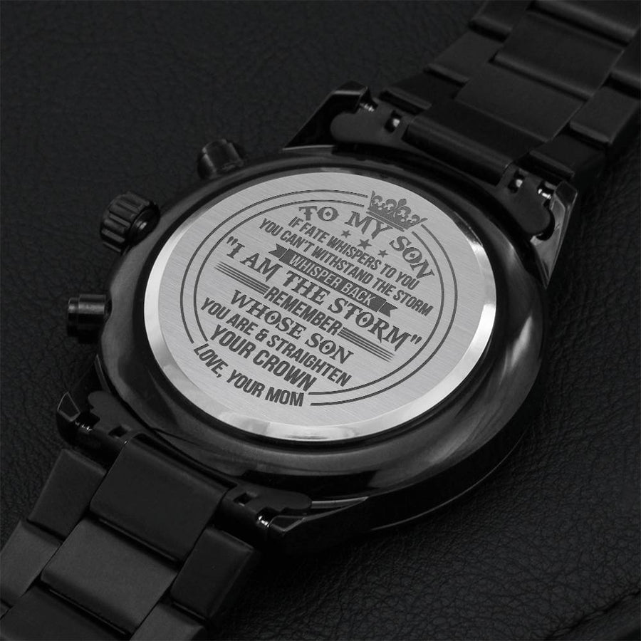 Special Watch For Your Son- Straighten Crown Engraving Chronograph Watch