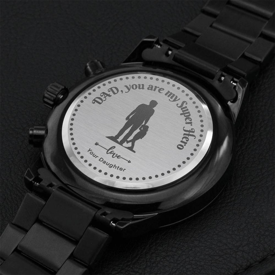 Dad You Are My Super Hero 2 Engraving Chronograph Watch