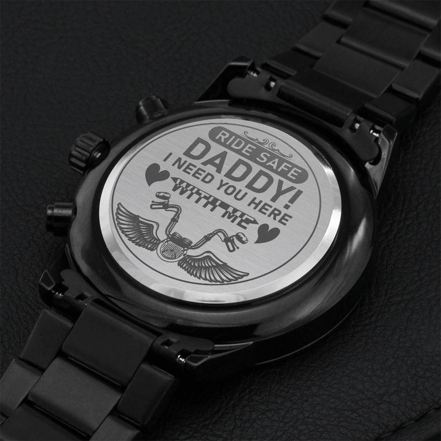 Customize Watch Watch For Dad Customize Gift For Biker Dads Biker Gifts Biking Dad Gift From Son & Daughter Engraved Watch For Bikers Engraving Chronograph Watch