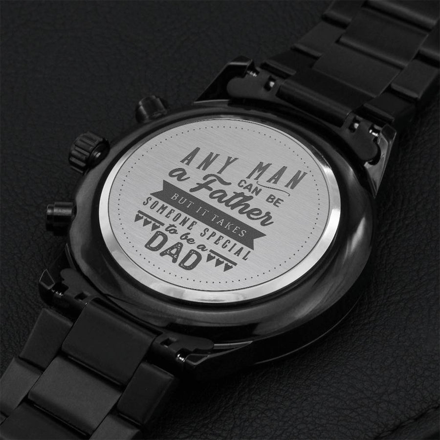 Engraved Black Chronograph Watch - Fathers Day Message 1 Engraving Chronograph Watch
