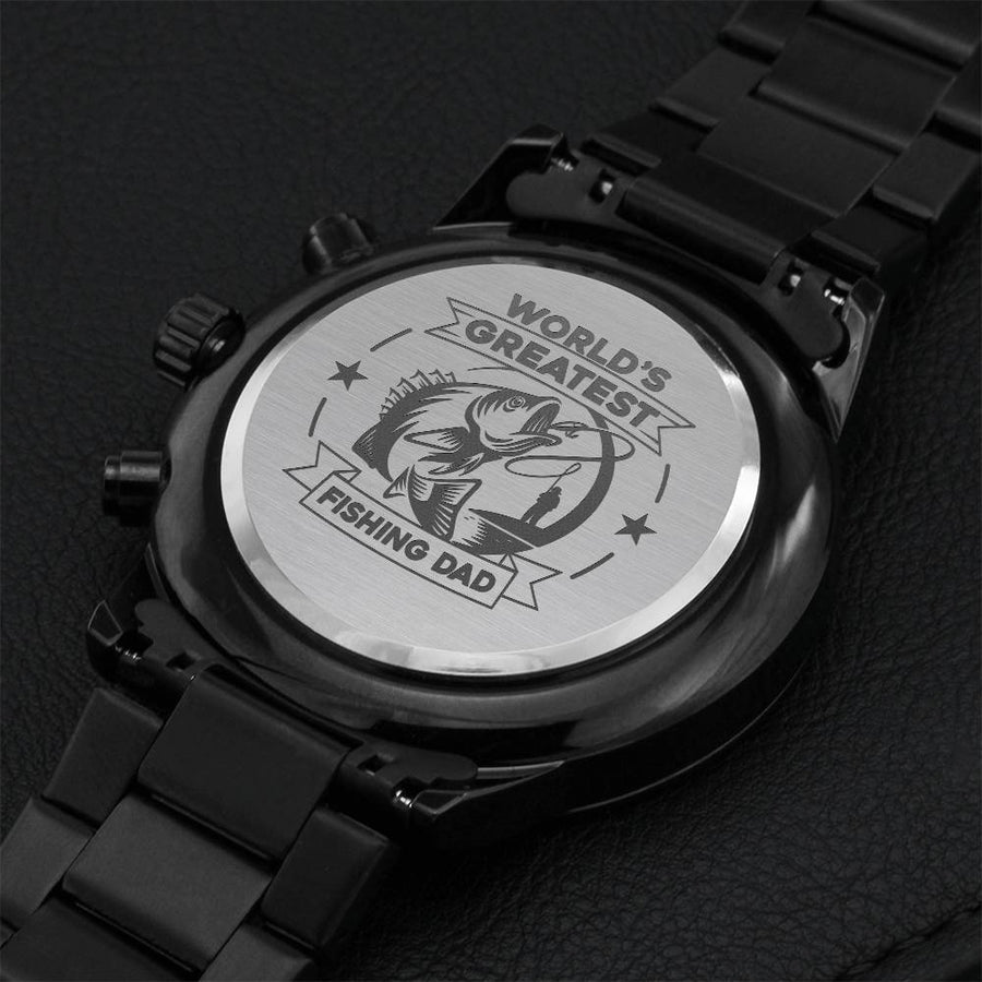 World's Greatest Fishing Dad Watch Engraving Chronograph Watch