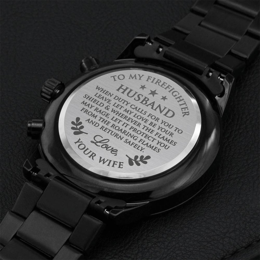 To My Firefighter Husband - Chronograph Watch Engraving Chronograph Watch