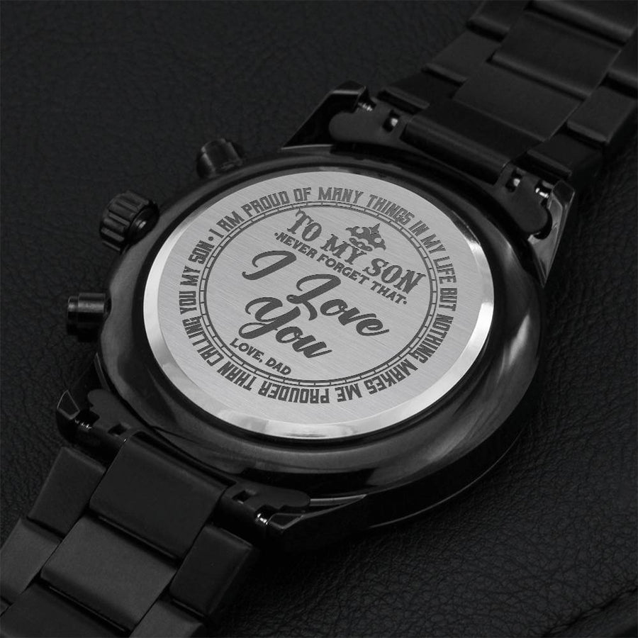 Proud Father Son Engraved Watch Engraving Chronograph Watch