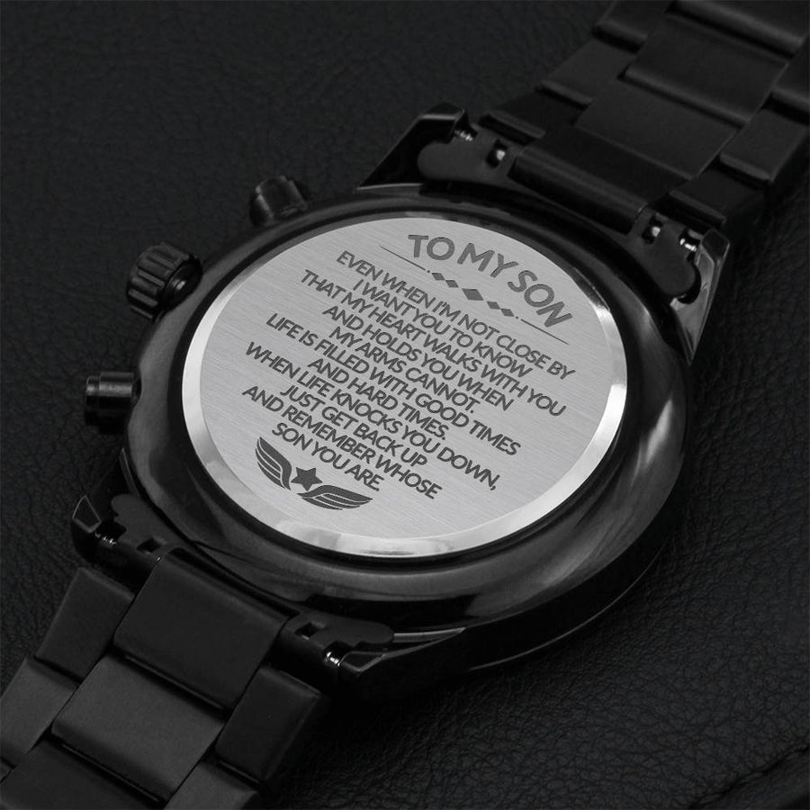 To My Son - Chronograph Laser Engraved Watch - Gy04 Engraving Chronograph Watch