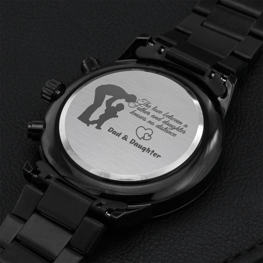 Gift For Dad Father And Daughter Custom Portrait Gift Idea For Dad Gift For Father Customize Art For Dad Father's Day Gift 2021 Engraving Chronograph Watch
