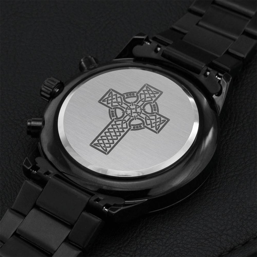 Celtic Cross Chronograph Watch Engraving Chronograph Watch