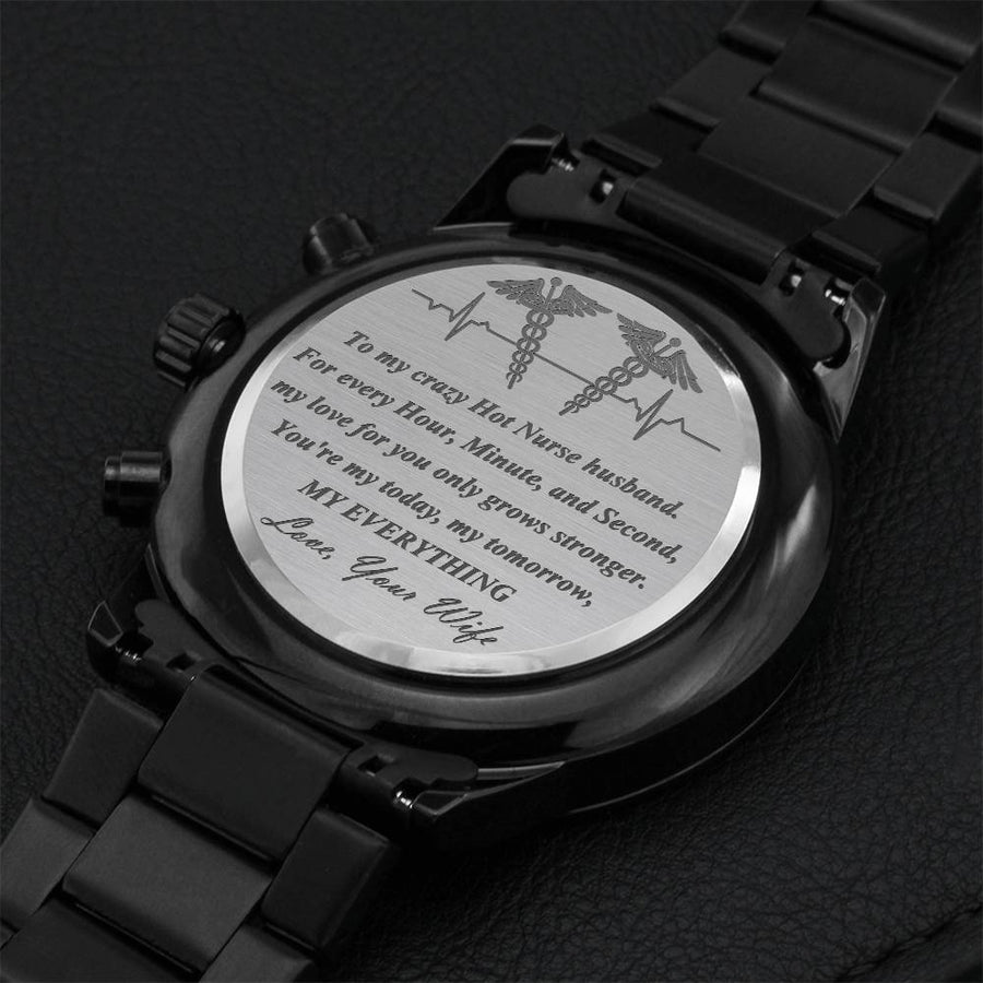 Nurse Husband Stainless Steel Watch Engraving Chronograph Watch