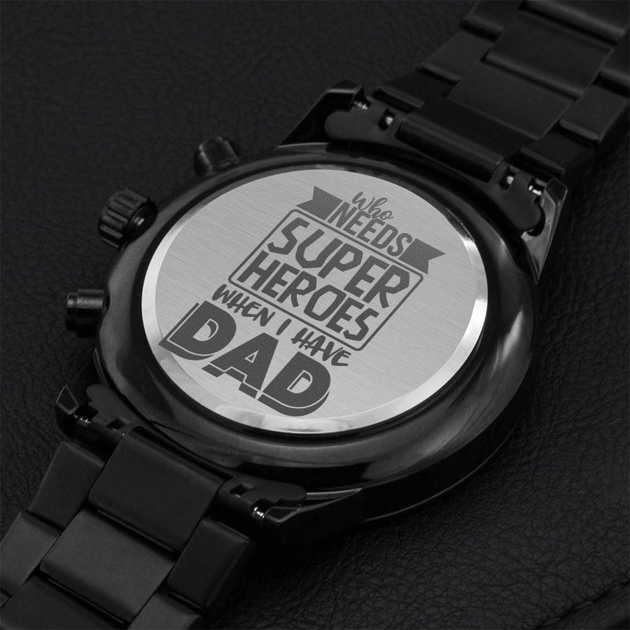 Super Hero Dad Engraving Chronograph Watch