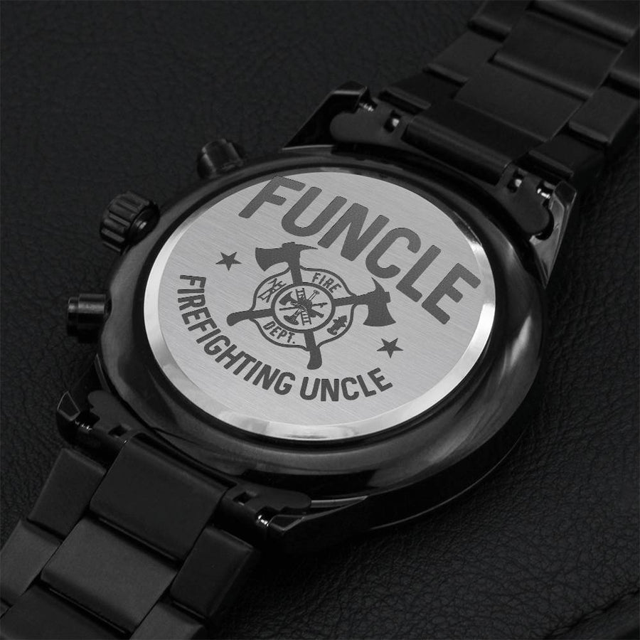 Funcle Firefighting Uncle Gift Engraved Watch Engraving Chronograph Watch